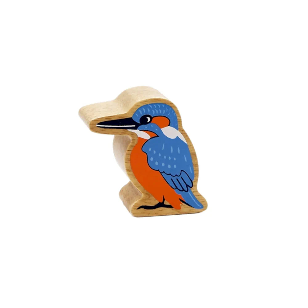 Lanka Kade wooden blue kingfisher bird, set against a plain white background.