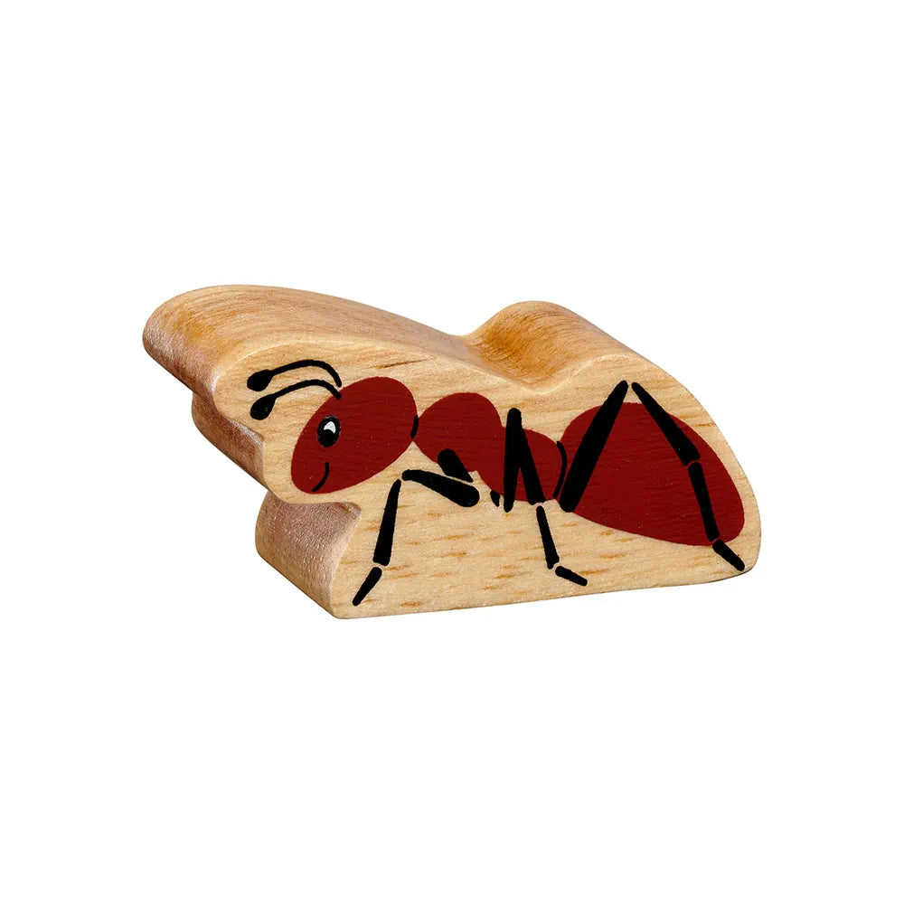 Lanka Kade wooden brown ant with a natural light wood body, red painted segments, and black legs and antennae, shown on a plain white background.