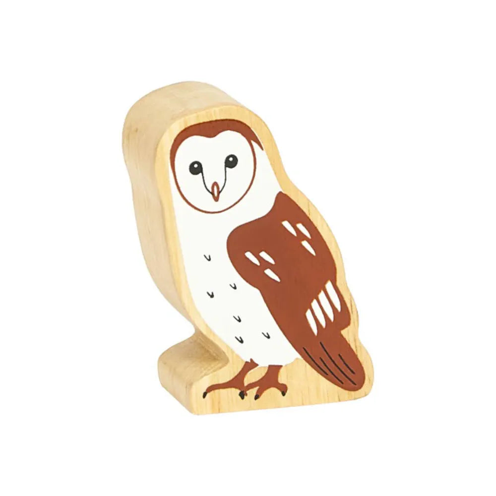 Lanka Kade wooden owl figurine on a white background