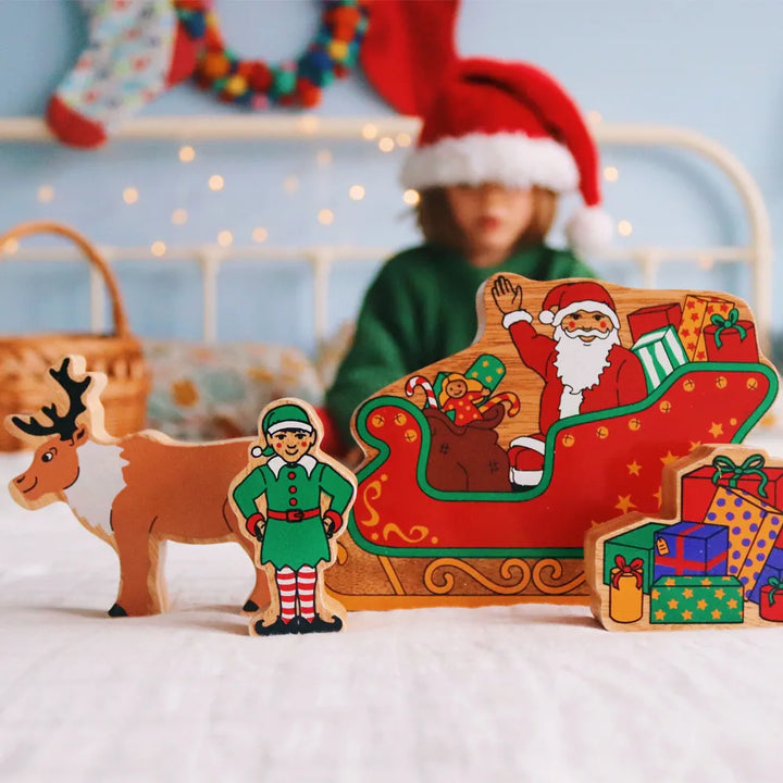 Red Santa Claus in a Sleigh