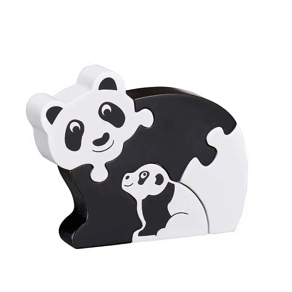 Lanka Kade wooden panda-shaped simple jigsaw with two panda figures on a white background