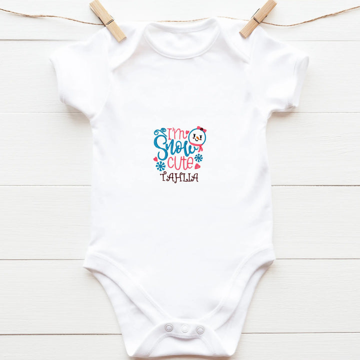 Little Tots Toys Embroidered Personalised I'm Snow Cute Organic Baby Grow Main Picture