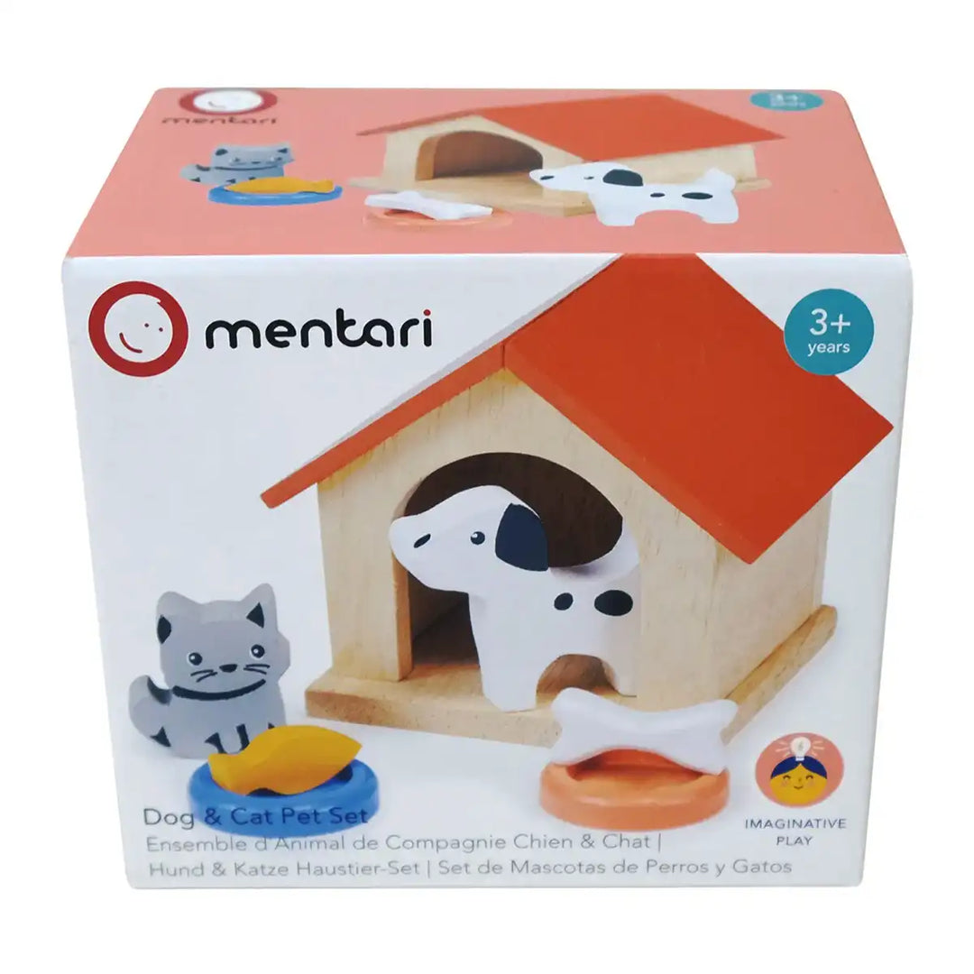 Mentari dolls house dog and cat pet set toy box packaging