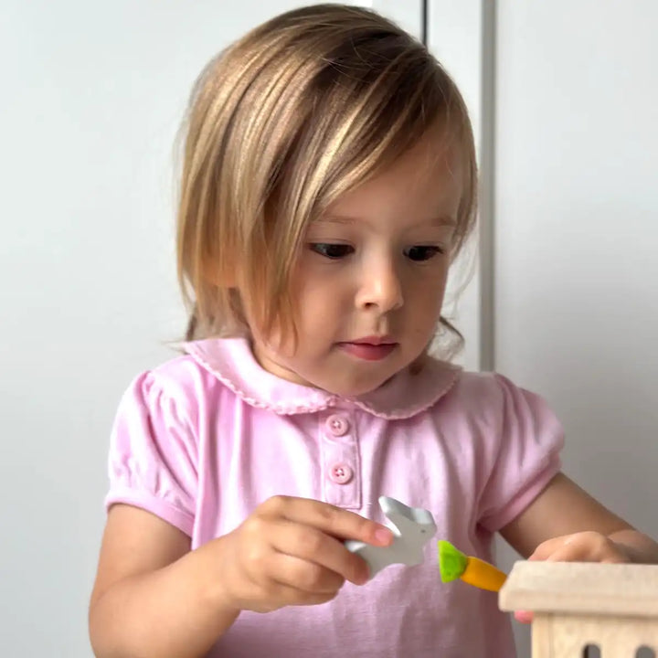 Mentari dolls house rabbit hutch pet set arranged in play scene