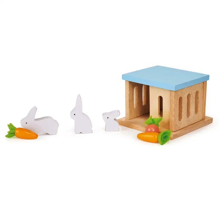 Mentari dolls house rabbit hutch wooden pet accessories set