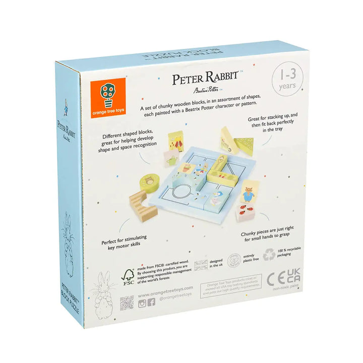 Orange Tree Toys FSC Wooden Peter Rabbit Block Puzzle Tray Box Back Picture