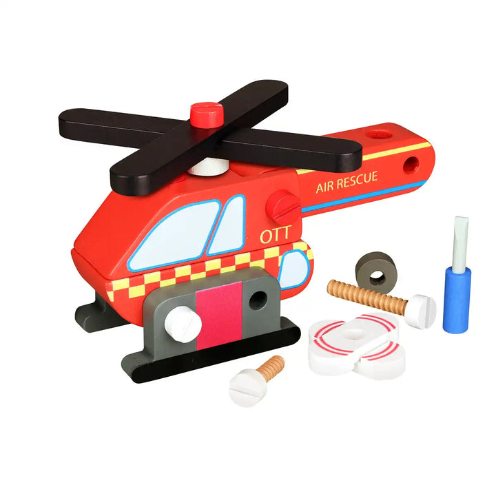 Orange Tree Toys buildable toy helicopter on a white background
