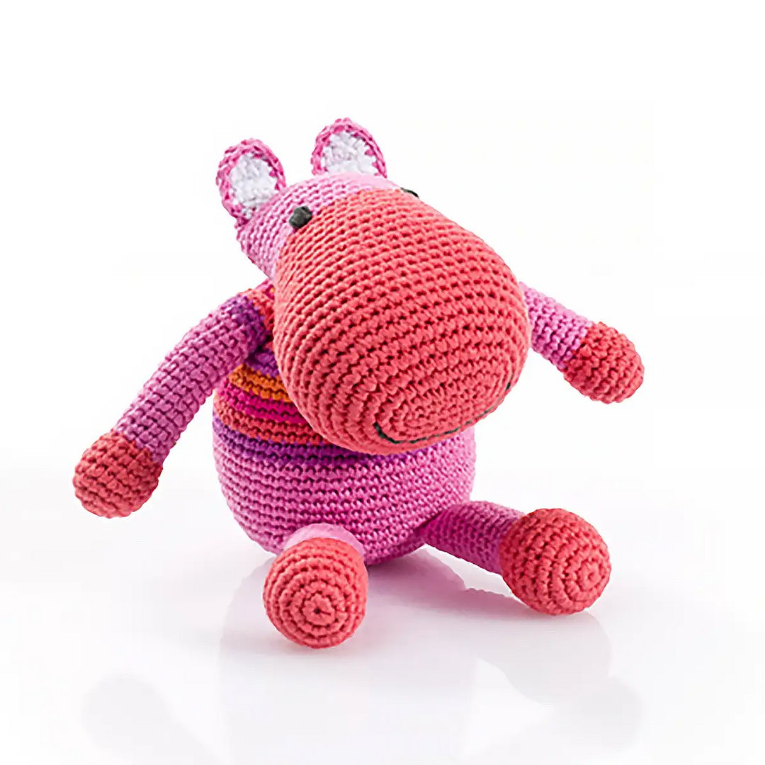 Pebble Fair Trade Crochet Pink Hippo Main Picture