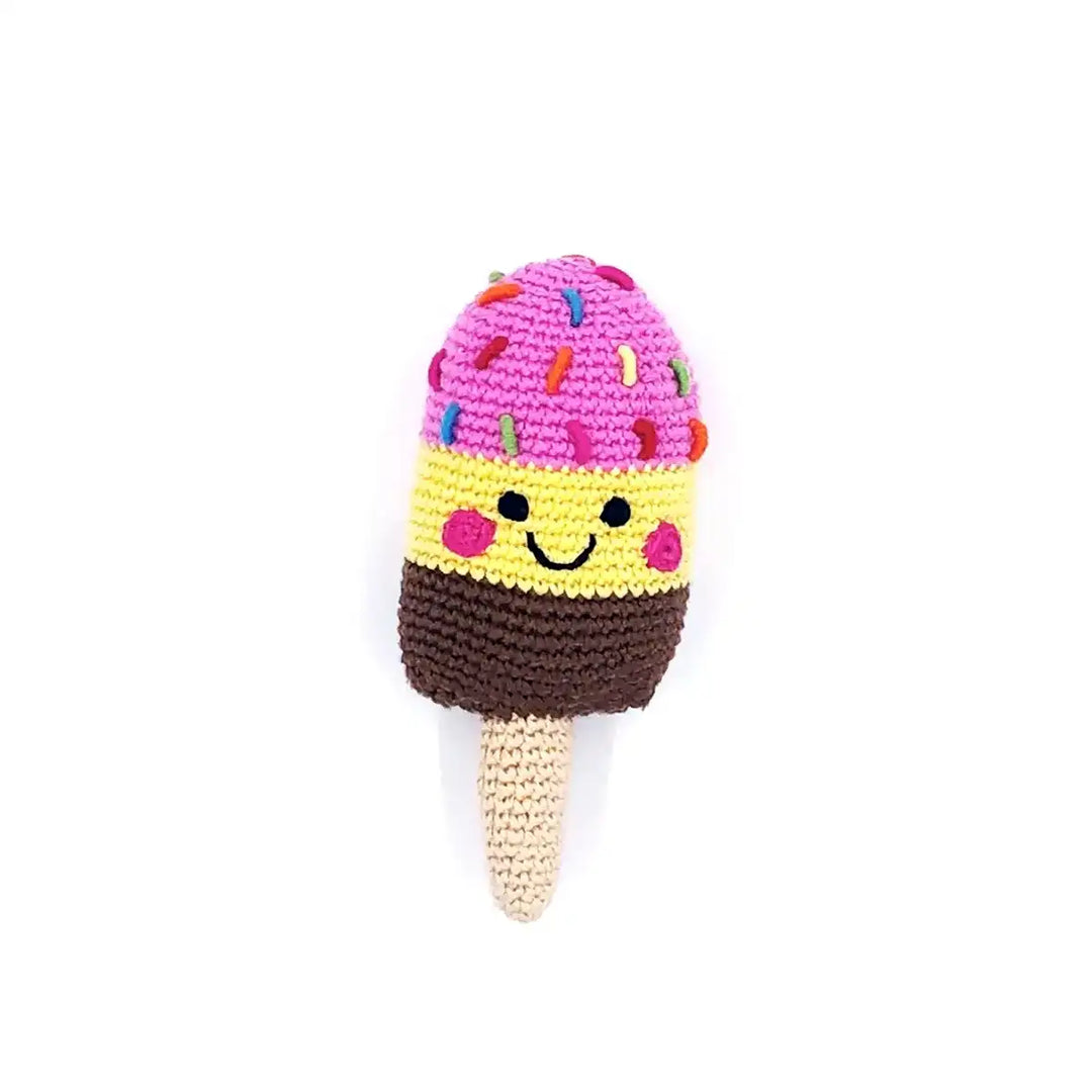 Pebble Handmade Fair Trade Pink Ice Lolly Rattle Main Picture