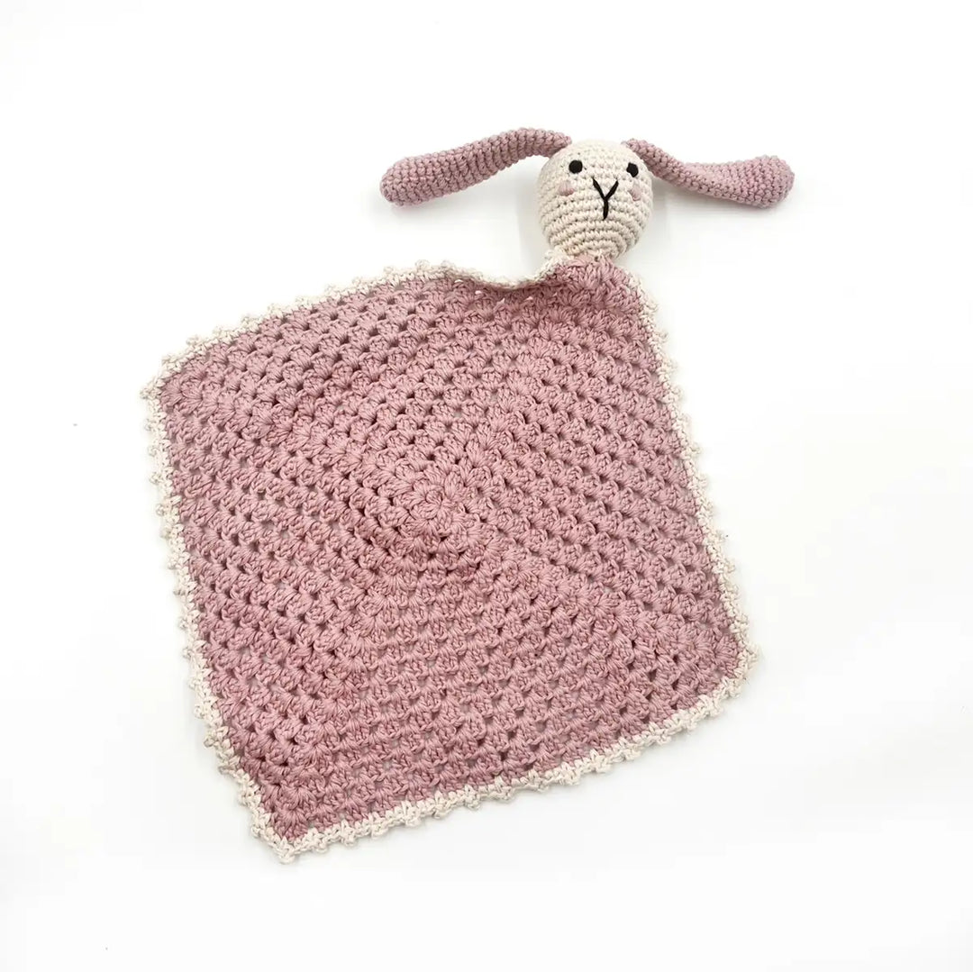 Pebble Crochet Organic Fair Trade Sleepy Bunny in Dusky Pink Main Picture