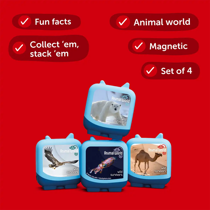 Animal World Wild Survivors Pocket Tonies audio book  infographic