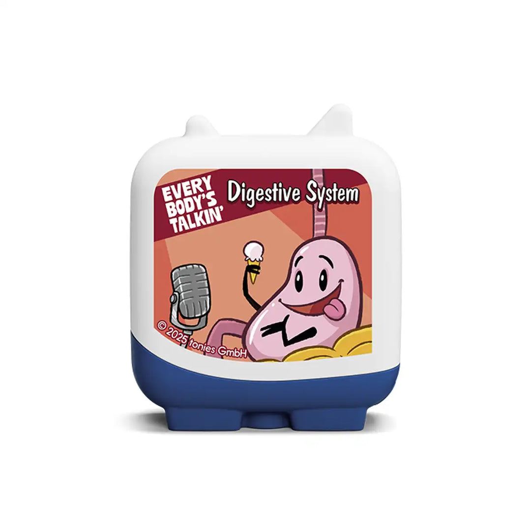Digestive system illustration on the Pocket Tonies "Everybody's Talking" figure, part of a fun educational audio series.