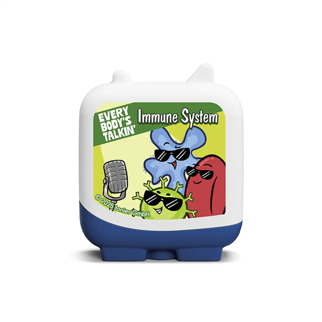 Immune system depiction on "Everybody's Talking" Pocket Tonies figure, designed to educate children about health through audio.