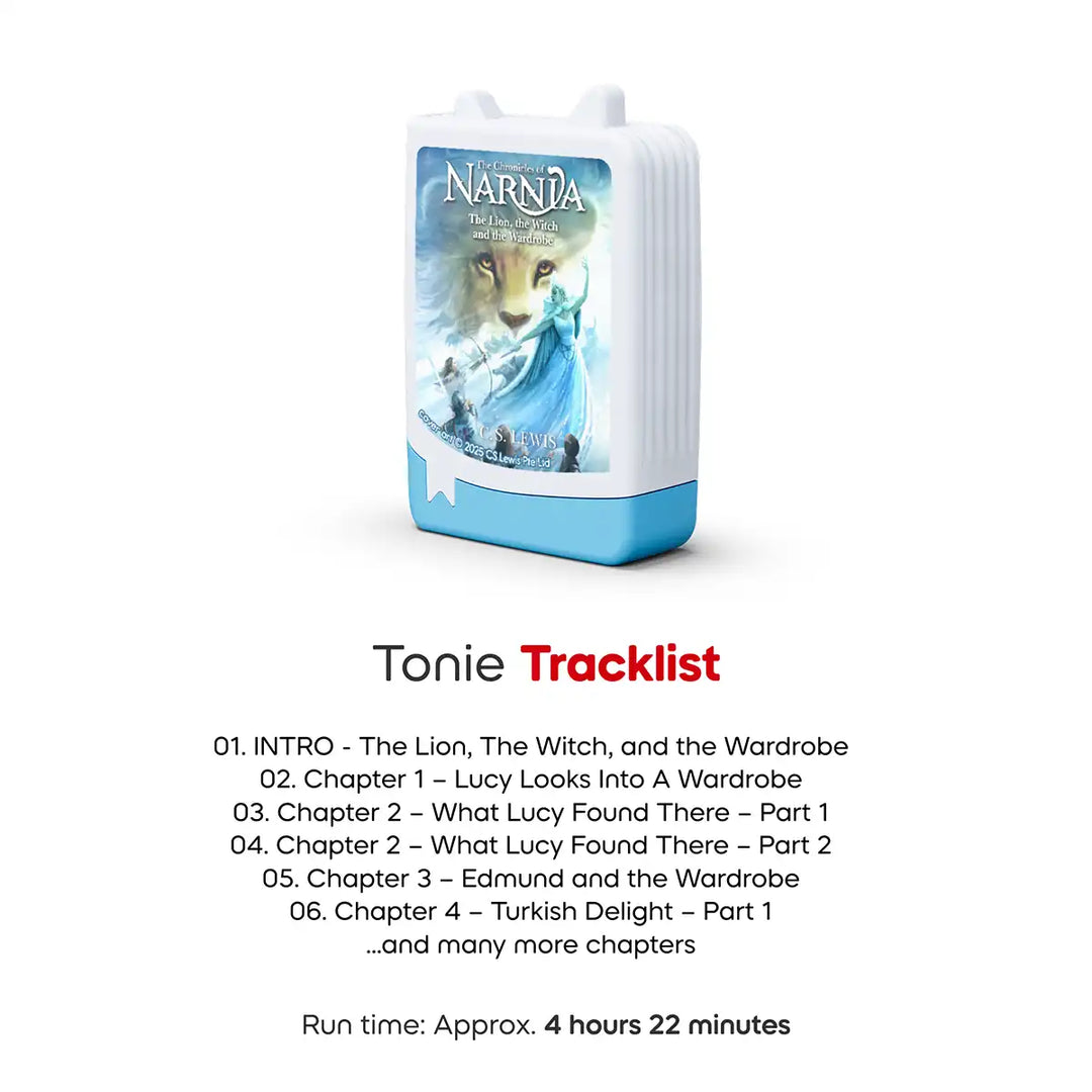 The Lion, the Witch and the Wardrobe Pocket Tonies audio book track list infographic