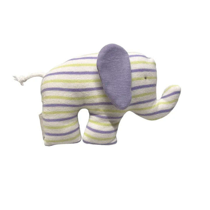 Under the Nile Organic Fair Trade Scrappy Elephant Purple and Green Stripped Picture