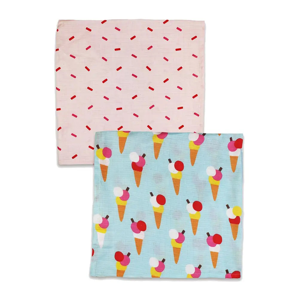 Ice Cream Cones Print Muslins (2 Pack)