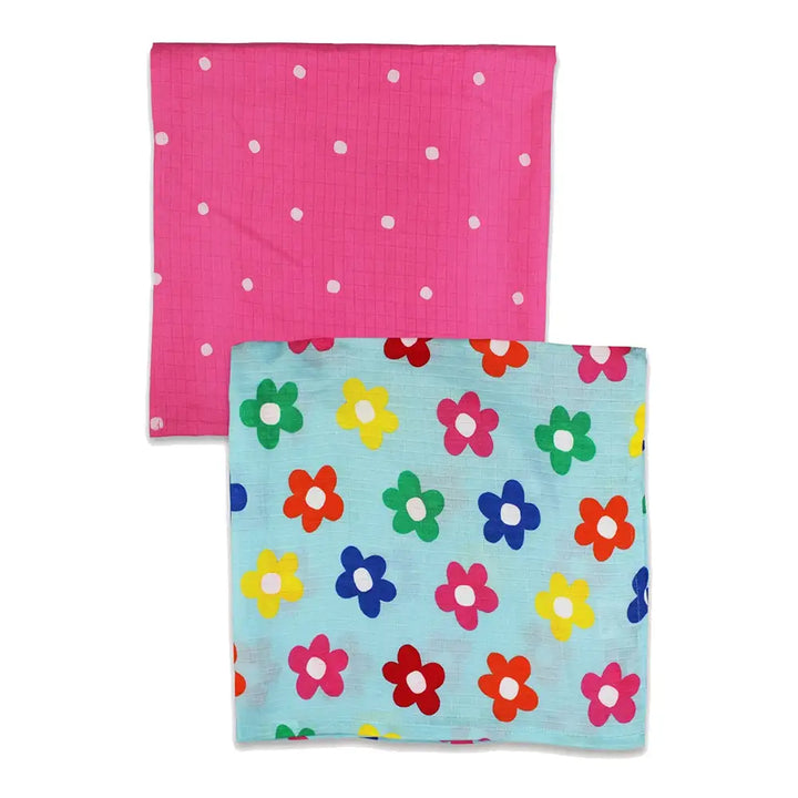 Rainbow Bloom Print Muslins (2 Pack)