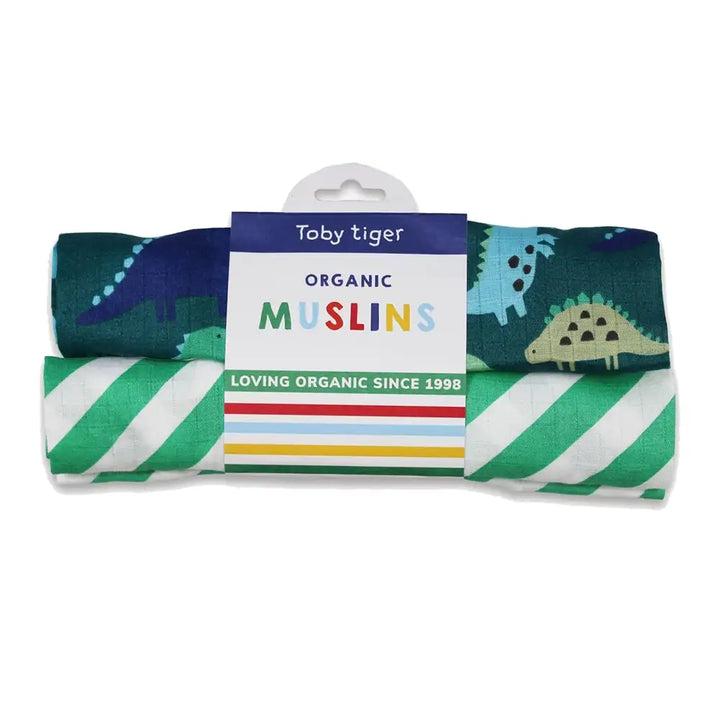 Tonal Dinosaur Print Muslins (2-Pack)