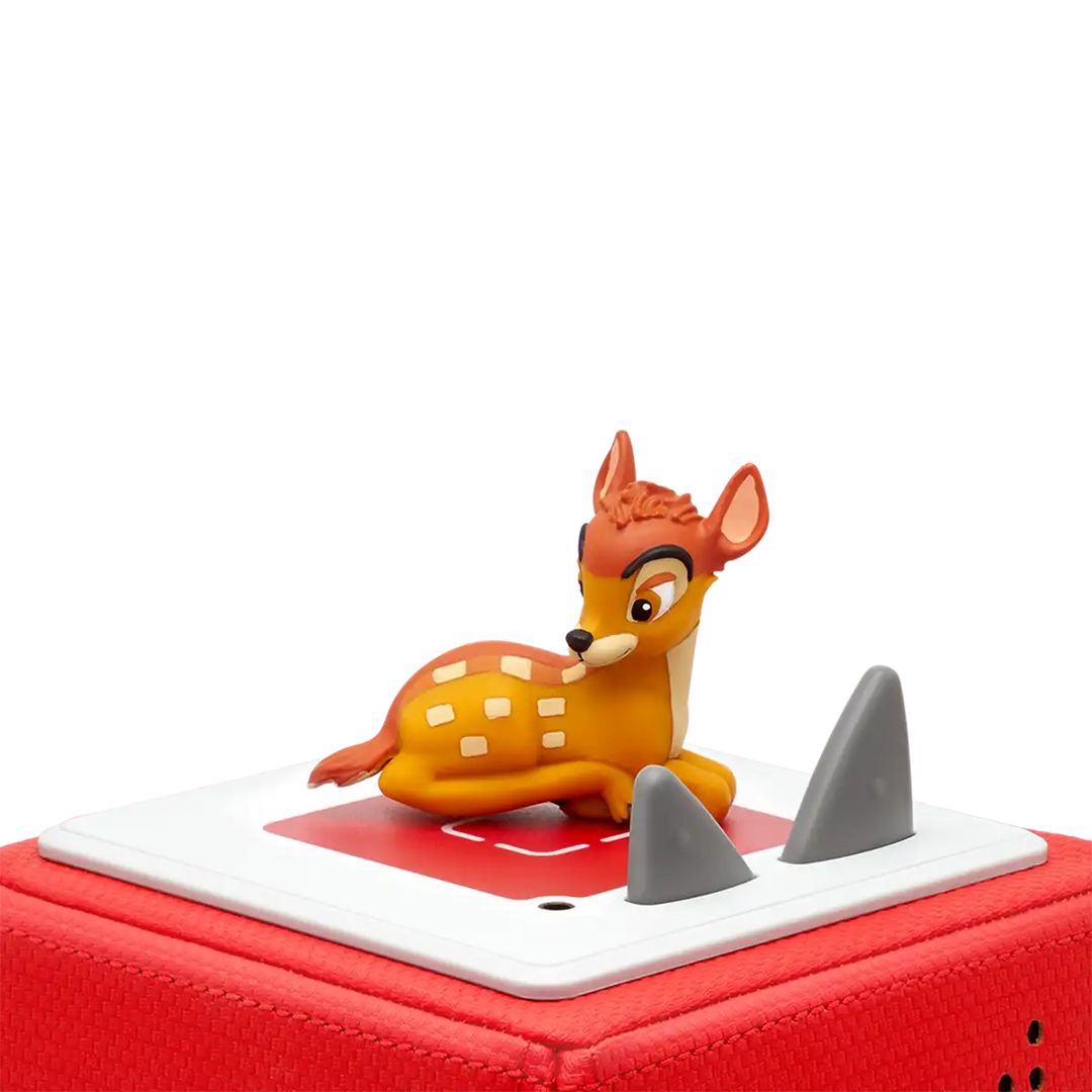 Disney Bambi Tonies audio book figure on top of a Toniebox 2 