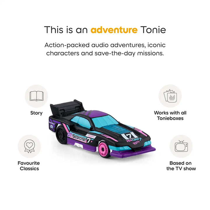 Hot Wheels Tonies audio book figure infographic