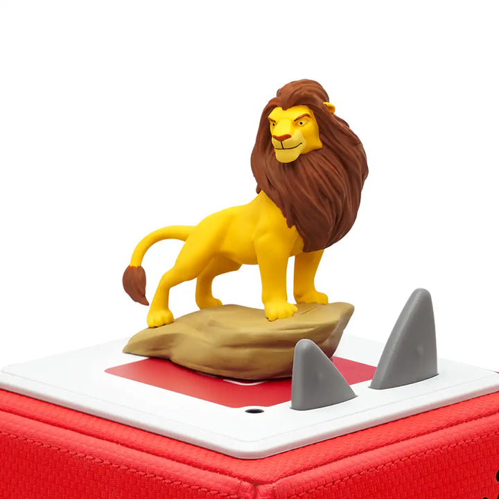 Disney Lion King Simba Tonies audio book figure on top of a Toniebox 2 