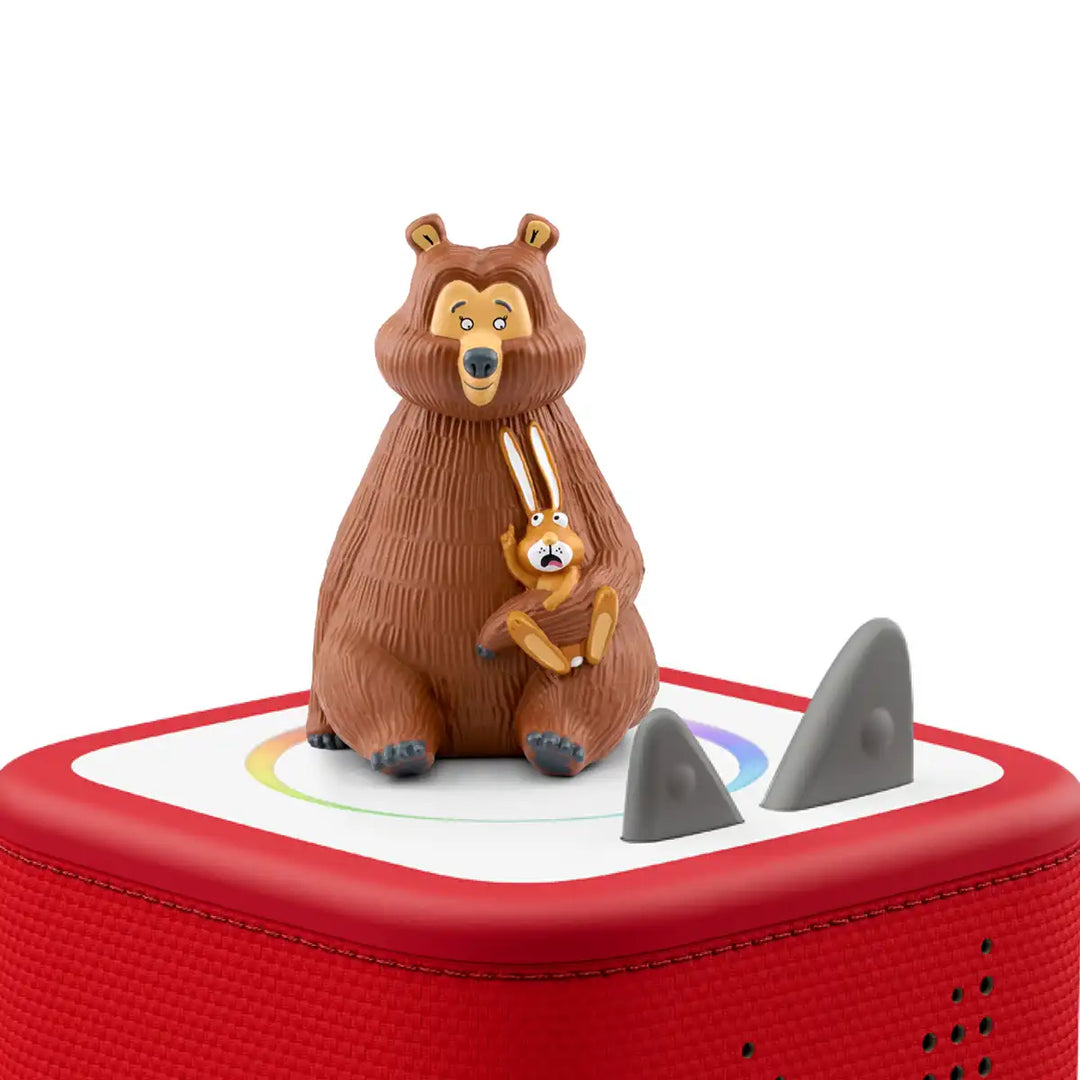 Rabbit and Bear Tonies audio book figure on top of a Toniebox 2 