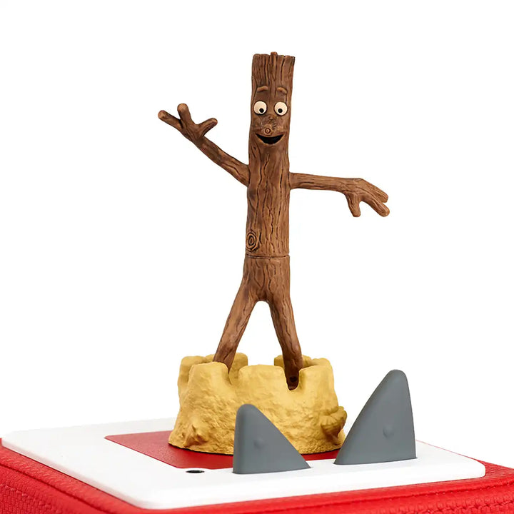 Julia Gonaldson’s Stick Man Tonies audio book figure on top of a Toniebox 2 