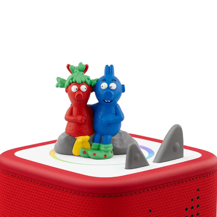The Smeds & The Smoos Tonies audio book figure on top of a Toniebox 2 