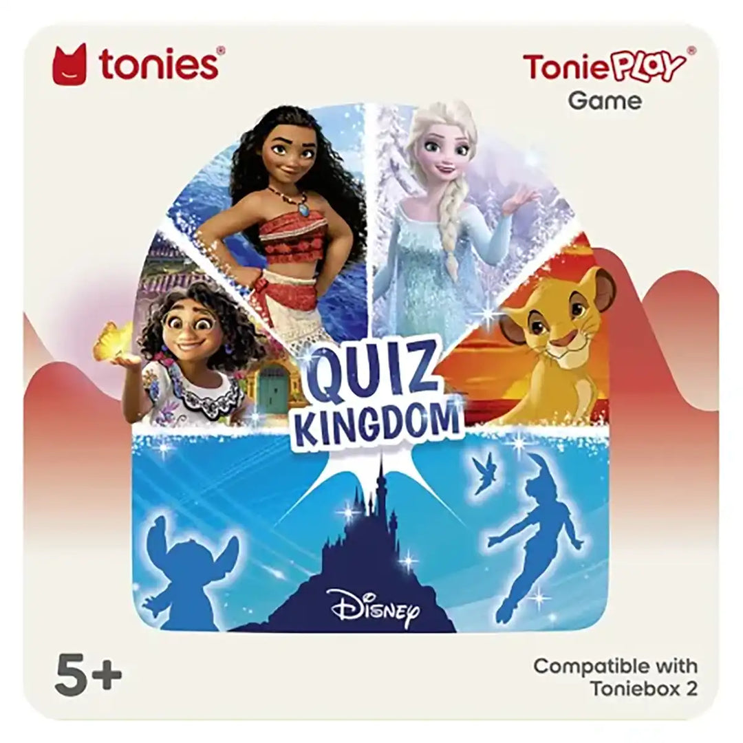 Tonies Tonieplay Quiz Kingdom game packaging with Disney characters and branding.