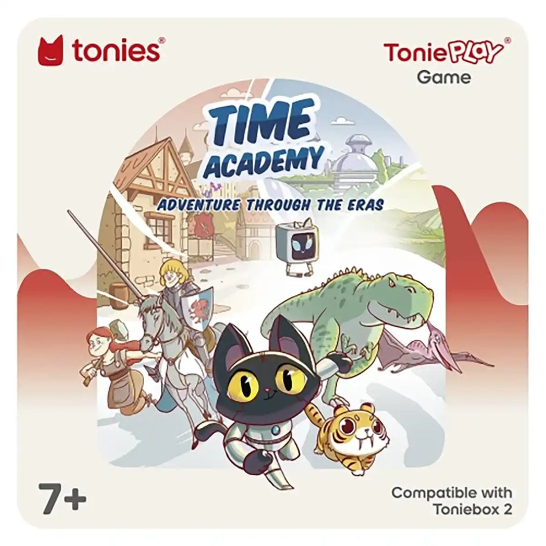 Tonies Time Academy game packaging with cartoon characters and scenic background