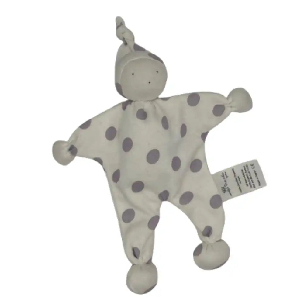 Under the Nile organic baby buddy comfort doll with lavender spots pattern on a white background