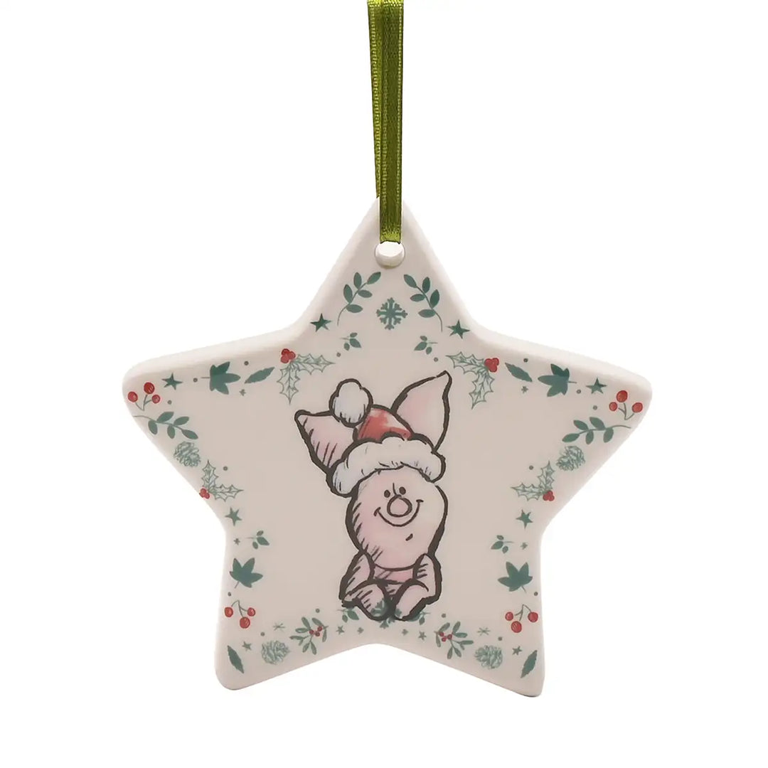 Disney Winnie the Pooh Christmas Ceramic Star Decorations Piglett Picture