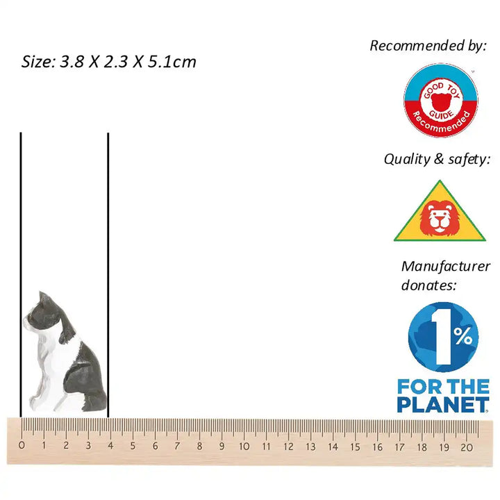 Wudimals Wooden Black & White Cat