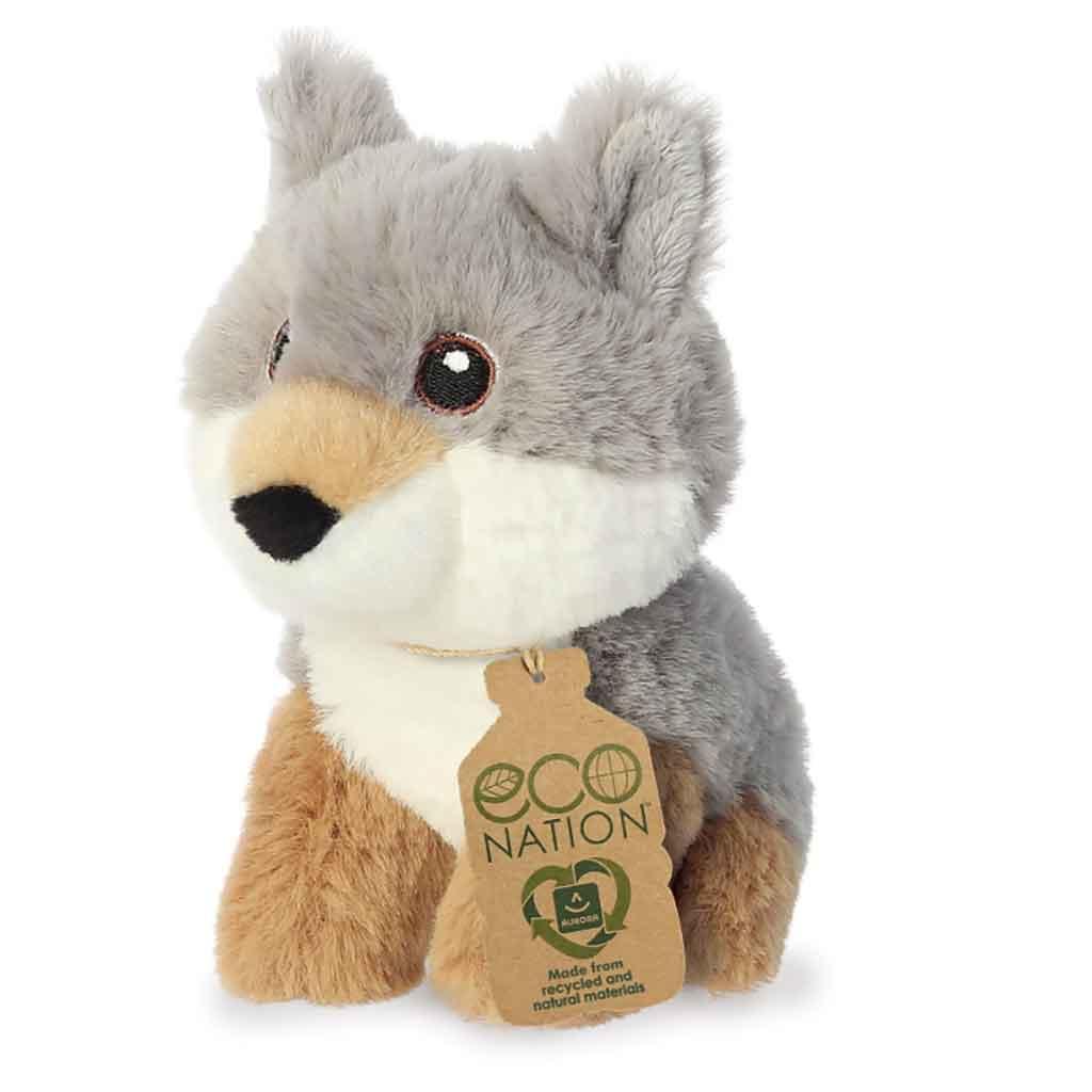 Aurora Eco Nation Recycled Plastic Mini Wolf Teddy Left Picture