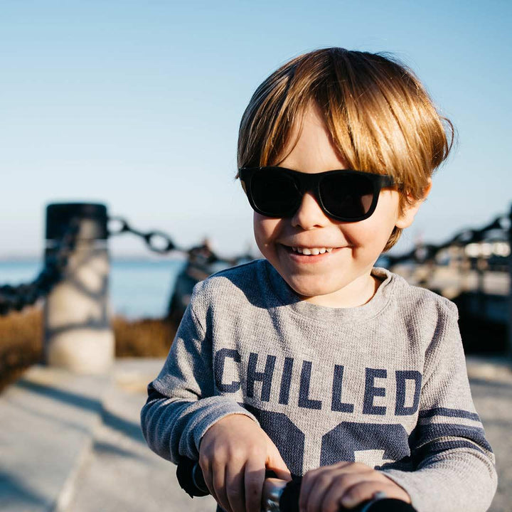 Babiators original navigator sunglasses in black ops black being worn