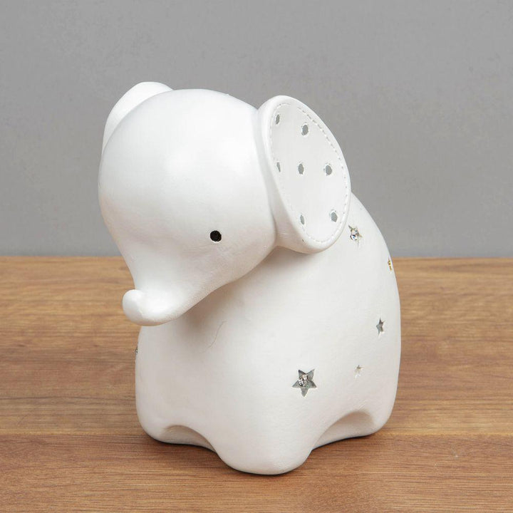 Bambino Baby Elephant White Resin Money Box Main