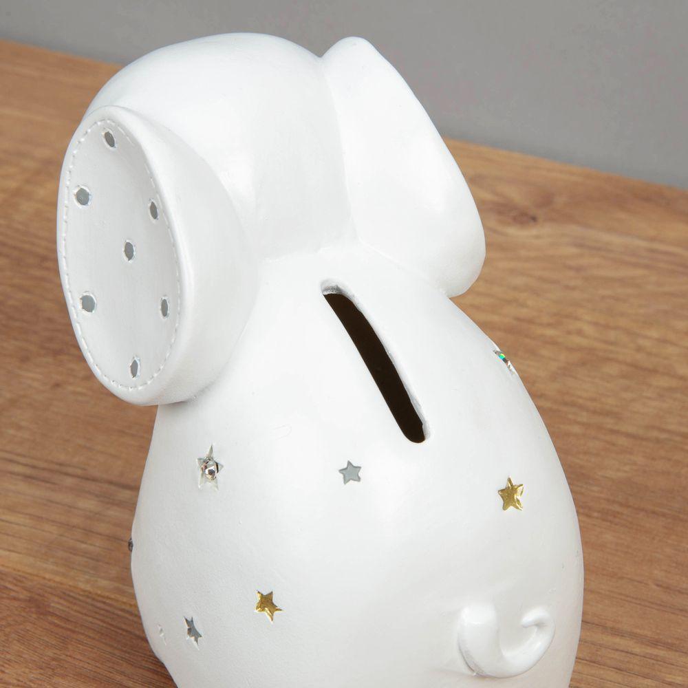 Bambino Baby Elephant White Resin Money Box Top