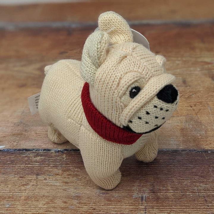Knitted French Bull Dog Rattle