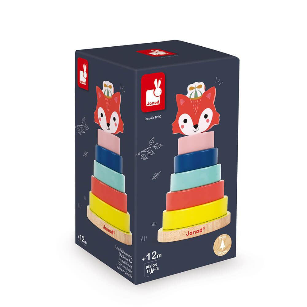 Janod Wooden Baby Forest Fox Stacker Box Picture