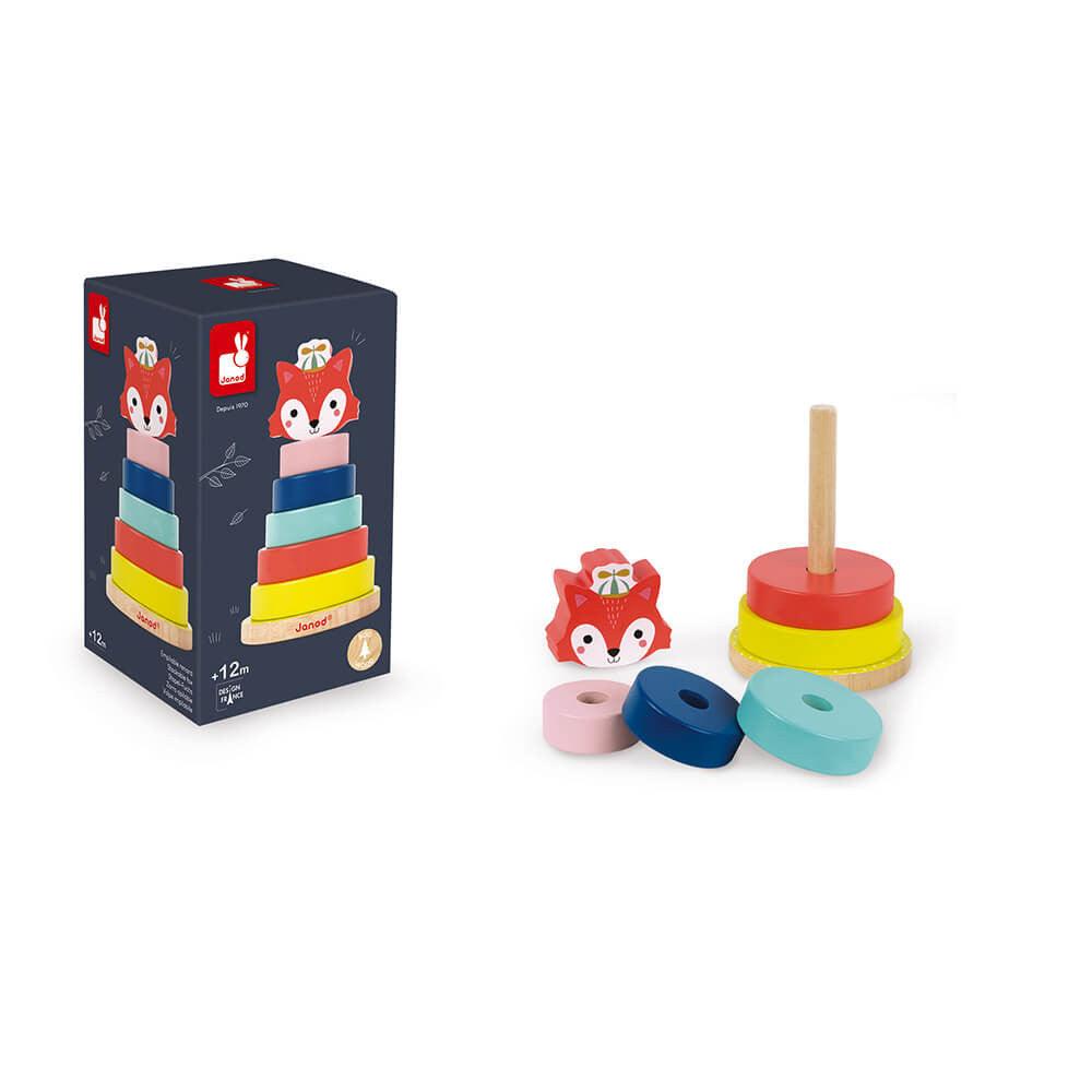 Janod Wooden Baby Forest Fox Stacker And Box Picture