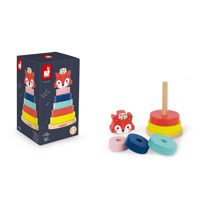 Janod Wooden Baby Forest Fox Stacker And Box Picture