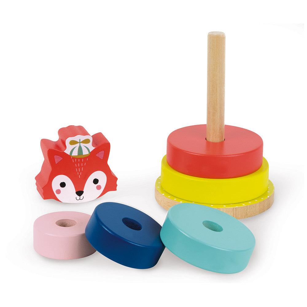 Janod Wooden Baby Forest Fox Stacker Unstacked Picture