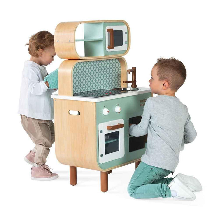 Janod Wooden Big Cooker Reverso Kitchen Being Played With Picture