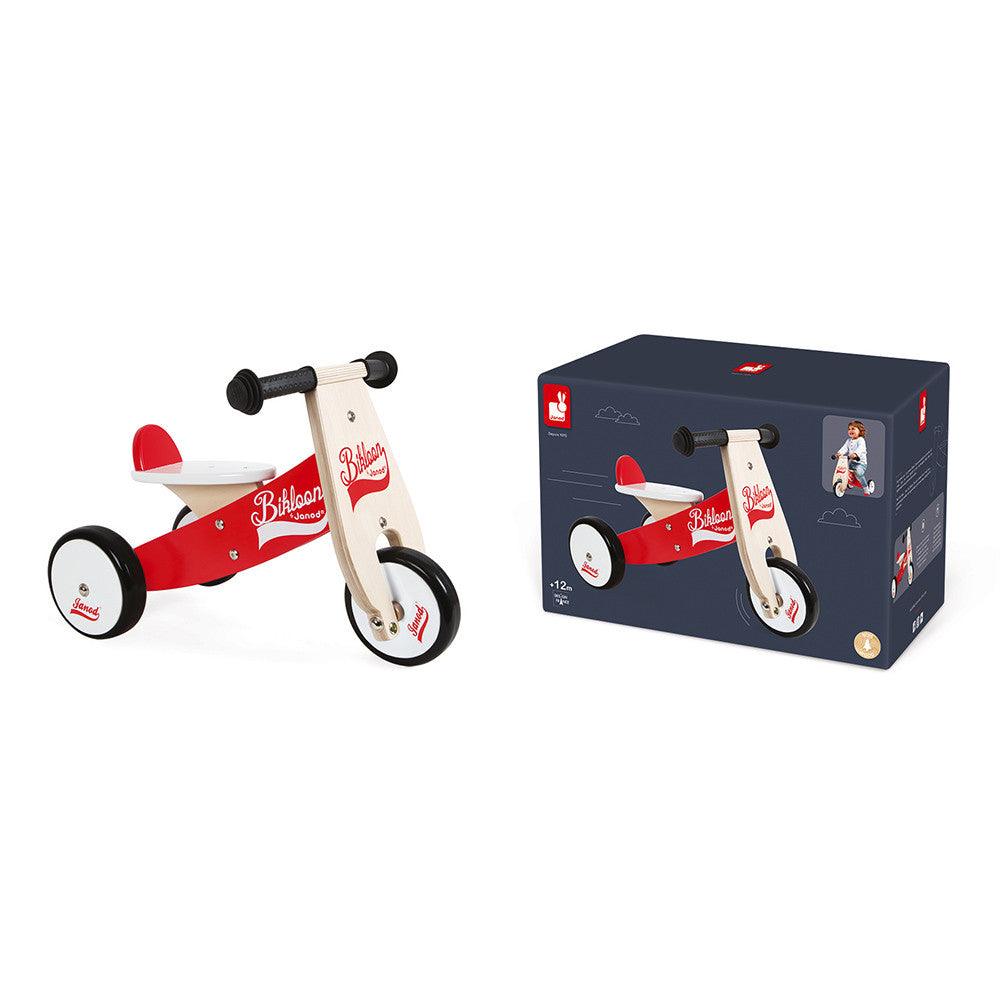 Janod Little Bikloon Red and White Ride-On and Box Picture