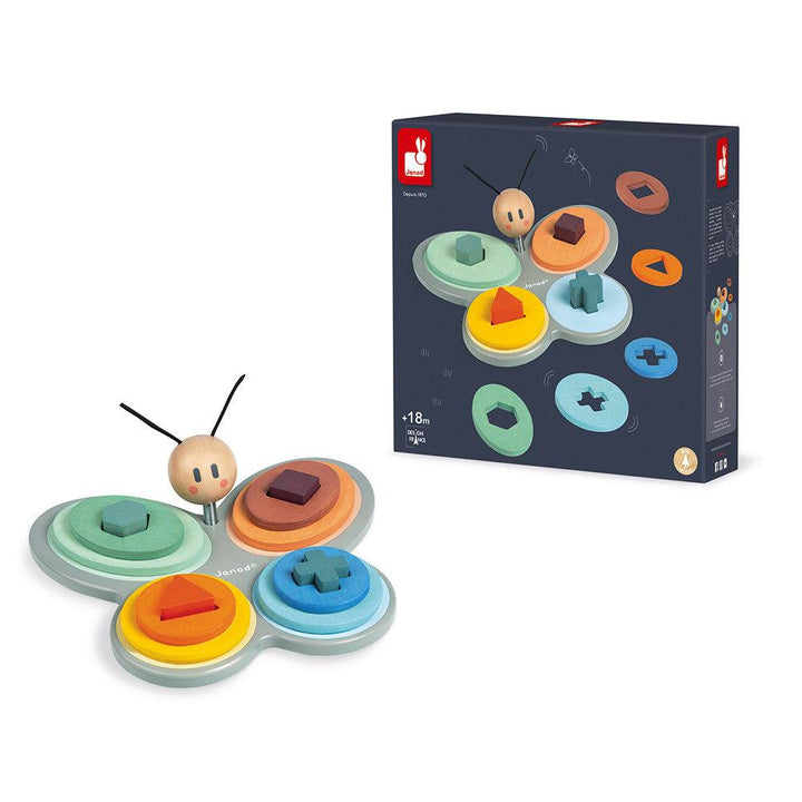 Janod Wooden Sweet Cocoon Butterfly Shape Sorter and Box Picture