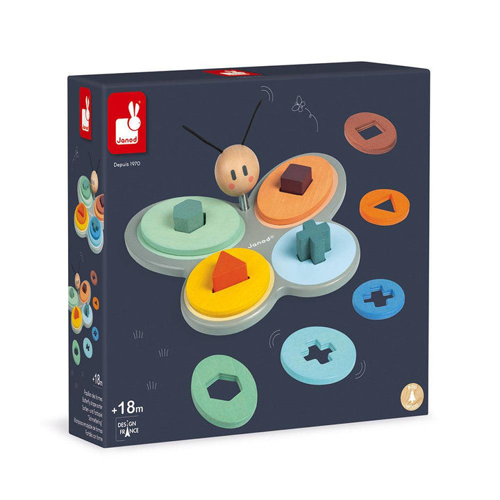 Janod Wooden Sweet Cocoon Butterfly Shape Sorter Box Picture