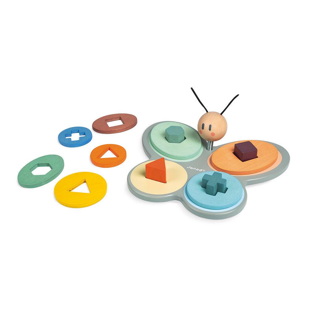 Janod Wooden Sweet Cocoon Butterfly Shape Sorter Details Picture