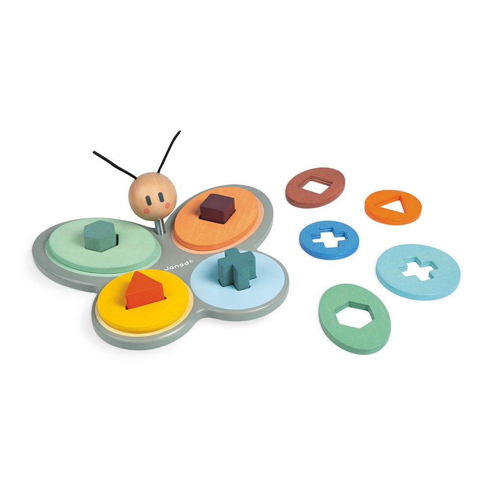 Janod Wooden Sweet Cocoon Butterfly Shape Sorter Shapes Picture