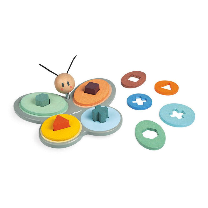 Janod Wooden Sweet Cocoon Butterfly Shape Sorter Shapes Picture