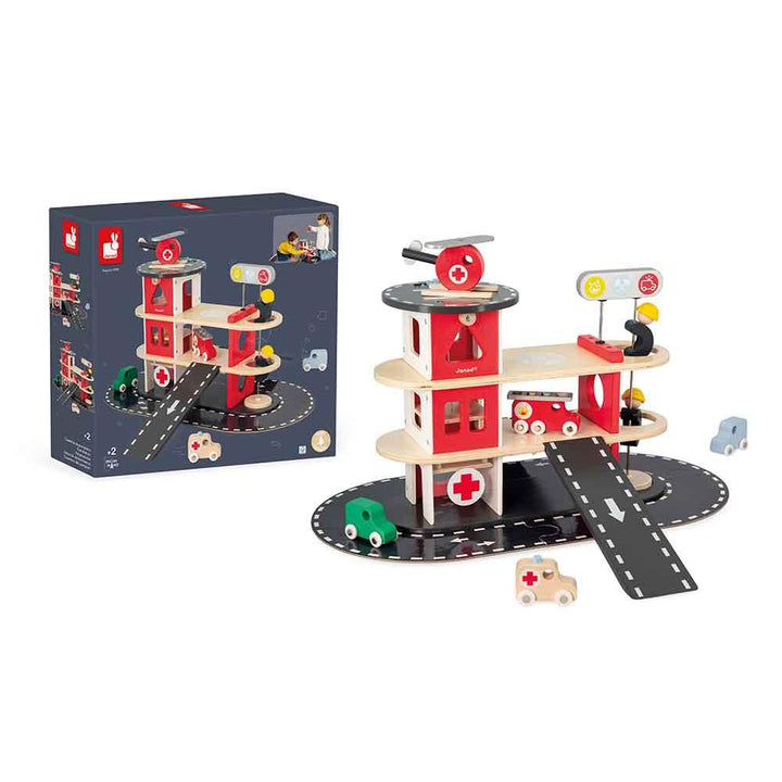 Janod FSC Certified Wooden Fire Station and Box Picture
